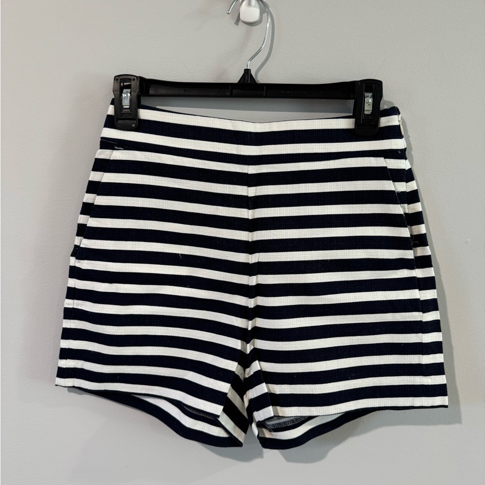 J. Crew Women's Striped Shorts in Navy and White Size 0